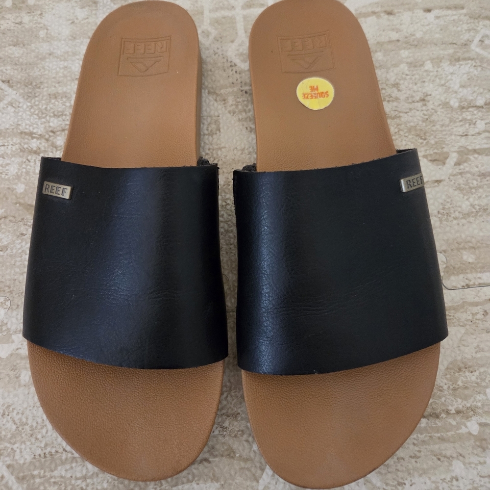Reef Women's Black and Tan Slides